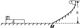 如图所示,长为L=2m的木板A质量为M=2kg,A静止于足够长的光滑水平面上,小物块B静止于A的左端,B的质量为m1=1kg,曲面与水平面相切于M