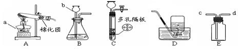分下列装置常用于实验室制取气体。根据给出的装置回答下列问题:⑴指出编号仪器名称:a;b。⑵用高锰酸钾固体制氧气,反应的化学方程式为;选用的发生装置是(填“A”、 分下列装置常用于实验室制取气体。根据给出的装置回答下列问题:⑴指出编号仪器名称:a;b。⑵用高锰酸钾固体制氧气,反应的化学方程式为;选用的发生装置是(填“A”、