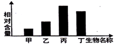 右下图为一个生态系统中某些生物与其体内积累的农药的相对含量的关系图,这些生物构成了一条食物链,在这条食物链中物质和能量流动的方向是A.甲→乙→丁→丙B.丙→ 右下图为一个生态系统中某些生物与其体内积累的农药的相对含量的关系图,这些生物构成了一条食物链,在这条食物链中物质和能量流动的方向是A.甲→乙→丁→丙B.丙→