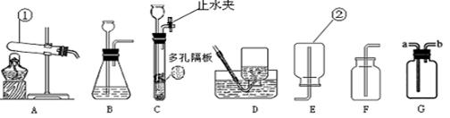 根据下图所示装置回答问题:写出下列仪器的名称:①, ②。用氯酸钾制取氧气,选择的发生装置是,反应的化学方程式为。实验室若用B装置制取二氧化碳, 根据下图所示装置回答问题:写出下列仪器的名称:①, ②。用氯酸钾制取氧气,选择的发生装置是,反应的化学方程式为。实验室若用B装置制取二氧化碳,