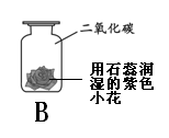 根据实验内容回答问题。实验装置图现象及问题铁丝在氧气中剧烈燃烧,,放出大量的热,有黑色固体生成。该反应的化学方程式为。集气瓶B中,观察到紫色小花变红,使 根据实验内容回答问题。实验装置图现象及问题铁丝在氧气中剧烈燃烧,,放出大量的热,有黑色固体生成。该反应的化学方程式为。集气瓶B中,观察到紫色小花变红,使
