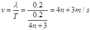 如图所示,一列简谐波沿x轴正方向传播,在t1 = 0.05s和t2 = 0.1s的波形图如图中的实线和虚线所示。试求这列波的波长值。这列波的速度可能 如图所示,一列简谐波沿x轴正方向传播,在t1 = 0.05s和t2 = 0.1s的波形图如图中的实线和虚线所示。试求这列波的波长值。这列波的速度可能