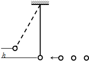 如图所示一个摆长为L=10/π2米的单摆,摆球质量为m=0.1千克,静止于平衡位置.另有质量均为m=0.1千克的小球n个与摆球在同一高度且在同一直线上,以相同的 魔方格