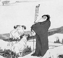 北宋崇宁三年(公元1104年),宋徽宗办画院,招画师,采用唐人诗句命题考试。其中有一题“蝴蝶梦中家万里”,夺魁者王道亨画苏武牧羊假寐,以现家里意(见右图为该画局 北宋崇宁三年(公元1104年),宋徽宗办画院,招画师,采用唐人诗句命题考试。其中有一题“蝴蝶梦中家万里”,夺魁者王道亨画苏武牧羊假寐,以现家里意(见右图为该画局