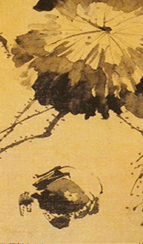 水墨画一定程度上能代表中华文化的独特韵味。右图是明代杰出画家徐渭的《黄甲图》,图中肥阔的荷叶已开始凋零,一只螃蟹缓缓爬行,留出大片空白表现秋 水墨画一定程度上能代表中华文化的独特韵味。右图是明代杰出画家徐渭的《黄甲图》,图中肥阔的荷叶已开始凋零,一只螃蟹缓缓爬行,留出大片空白表现秋