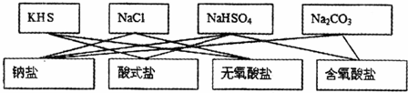 根据交叉分类法,请用斜线将下面框图1的盐与盐的分类连接起来.现有下列物质:A.豆浆B.食盐水C.铁D.硫酸E.氢氧化钠固体F.纯碱G.泥水H.二氧化
