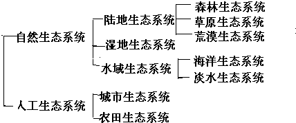 ______是地球上最大的生态系统.生态系统分为______、______和______生态系统.陆地生态系统包括______、______和______生态系 魔方格