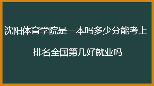 沈阳体育学院是一本吗多少分能考上?排名全国第几好就业吗? 沈阳体育学院是一本吗多少分能考上?排名全国第几好就业吗?