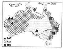 读澳大利亚图,回答下列问题。小题1:澳大利亚是发达的资本主义国家。下列各项与澳大利亚相符的是①南半球的国家 ②高度商品化的农牧业③以温带气候类型为主④有许多 读澳大利亚图,回答下列问题。小题1:澳大利亚是发达的资本主义国家。下列各项与澳大利亚相符的是①南半球的国家 ②高度商品化的农牧业③以温带气候类型为主④有许多