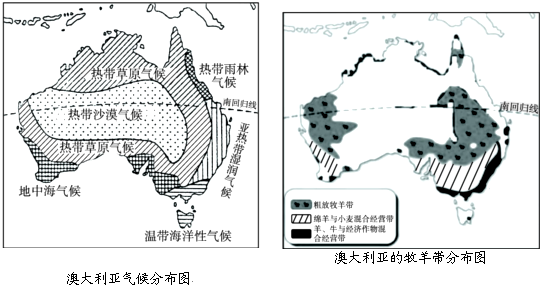 读“澳大利亚气候分布图”和“澳大利亚农牧业分布图”,分析该国是如何利用各地的气候,因地制宜地发展农业生产的.根据气候分布图可知,澳大利亚中、西部是____