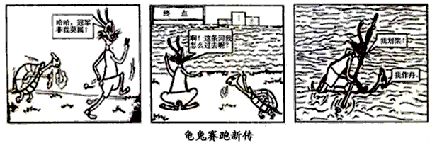 观察漫画《龟兔赛跑新传》,回答下列问题这组漫画反映了什么问题? _________________________________ 观察漫画《龟兔赛跑新传》,回答下列问题这组漫画反映了什么问题? _________________________________