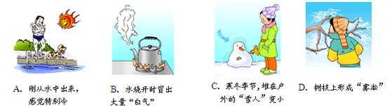 如图所示的现象中,属于汽化的是 如图所示的现象中,属于汽化的是