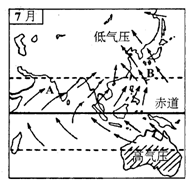 读亚洲7月季风图,回答下列各题: 图中季风A的风向是:_________季风B的风向是:________ 季风图中季风B,主要的形成因素是_ 读亚洲7月季风图,回答下列各题: 图中季风A的风向是:_________季风B的风向是:________ 季风图中季风B,主要的形成因素是_
