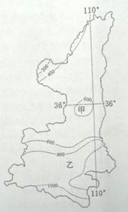 图为我国某省年降水量等值线图,读图完成下列问题。小题1:推测甲地年降水量高于周边地区的原因是A.山地地形截留水汽,形成地形雨B.盆地地形水汽不易扩散,云雨较多C 图为我国某省年降水量等值线图,读图完成下列问题。小题1:推测甲地年降水量高于周边地区的原因是A.山地地形截留水汽,形成地形雨B.盆地地形水汽不易扩散,云雨较多C