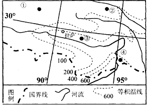 读我国某区域“日平均气温稳定通过≥5℃的积温”图,完成下列各题:小题1:从图中信息判断,该区域的地势特点是A.东高西低B.西北高,东南低C.北高南低D.南北高, 读我国某区域“日平均气温稳定通过≥5℃的积温”图,完成下列各题:小题1:从图中信息判断,该区域的地势特点是A.东高西低B.西北高,东南低C.北高南低D.南北高,