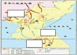 如图,观察《抗美援朝形势图》,请将代表下列地点的英文字母填在图中相应方框内:A.上甘岭 B.板门店 C.鸭绿江 如图,观察《抗美援朝形势图》,请将代表下列地点的英文字母填在图中相应方框内:A.上甘岭 B.板门店 C.鸭绿江