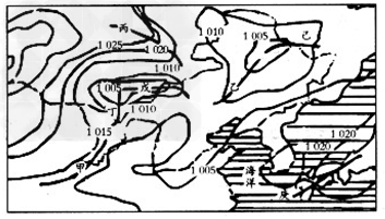 读东北亚海平面等压线分布图,完成1—2题。1.读上图,分析下列选项中所示的地点可能存在锋线的是 A.甲、乙、丙B.丁、戊、庚 C. 读东北亚海平面等压线分布图,完成1—2题。1.读上图,分析下列选项中所示的地点可能存在锋线的是 A.甲、乙、丙B.丁、戊、庚 C.