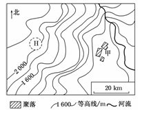 下图中,H地恰与某高压天气系统中心相吻合,该天气系统以每天约200千米的速度东移。据此完成下列各题。小题1:H地与甲聚落的相对高差约为A.800米B.1500米 下图中,H地恰与某高压天气系统中心相吻合,该天气系统以每天约200千米的速度东移。据此完成下列各题。小题1:H地与甲聚落的相对高差约为A.800米B.1500米