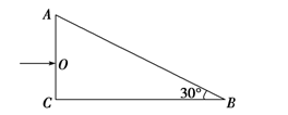 透明光学材料制成的直角三棱镜,∠B=30°,其折射率为,一束波长为566 nm的单色光垂直于AC面射向棱镜(如图所示),入射点为O,求:(1)此单色光在棱镜中的 透明光学材料制成的直角三棱镜,∠B=30°,其折射率为,一束波长为566 nm的单色光垂直于AC面射向棱镜(如图所示),入射点为O,求:(1)此单色光在棱镜中的