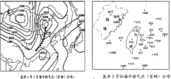 读“某年4月5日海平面气压分布图”和“某年9月份海平面气压分布图”,回答下列问题。小题1:说出“某年4月5日海平面气压分布图”中A是天气系统,概述该天 读“某年4月5日海平面气压分布图”和“某年9月份海平面气压分布图”,回答下列问题。小题1:说出“某年4月5日海平面气压分布图”中A是天气系统,概述该天