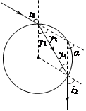 如图所示为玻璃制成的圆柱体,它的折射率为,一细光线垂直圆柱体的轴线以i1=60°的入射角射入圆柱体。作出光线穿过圆柱体并射出圆柱体的光路图。求出该光 如图所示为玻璃制成的圆柱体,它的折射率为,一细光线垂直圆柱体的轴线以i1=60°的入射角射入圆柱体。作出光线穿过圆柱体并射出圆柱体的光路图。求出该光