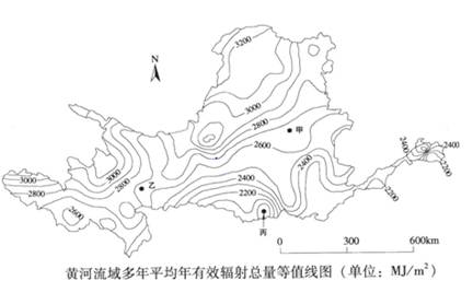 地面辐射与地面吸收的大气逆辐射之差称为有效辐射。读图结合所学知识,回答1-2题。小题1:关于甲、乙、丙三地多年平均年有效辐射总量的空间分布,下列叙述正确的是 地面辐射与地面吸收的大气逆辐射之差称为有效辐射。读图结合所学知识,回答1-2题。小题1:关于甲、乙、丙三地多年平均年有效辐射总量的空间分布,下列叙述正确的是