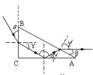 如图4-9所示,一个横截面为直角三角形的三棱镜,ÐA=30°,ÐC=90°.三棱镜材料的折射率是 n=。一条与BC面成θ=30°角的光 如图4-9所示,一个横截面为直角三角形的三棱镜,ÐA=30°,ÐC=90°.三棱镜材料的折射率是 n=。一条与BC面成θ=30°角的光