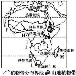下面左图是非洲大陆植物类型分布示意图,右图上下两部分是非洲西部沿海一月和七月份降水量示意图。读图回答问题。非洲西海岸降水量分布图中,上半 下面左图是非洲大陆植物类型分布示意图,右图上下两部分是非洲西部沿海一月和七月份降水量示意图。读图回答问题。非洲西海岸降水量分布图中,上半