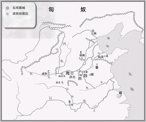 看战国形势图,回答问题。图中A 、B 、C 、D 、E 分别是哪个诸侯国?A_______,B_______ ,C_______,D___ 看战国形势图,回答问题。图中A 、B 、C 、D 、E 分别是哪个诸侯国?A_______,B_______ ,C_______,D___