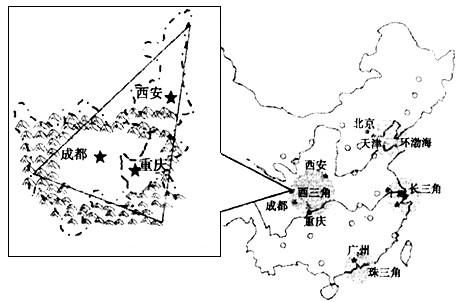 材料一:下表为成都、西安气候资料统计表。材料二:“西三角经济圈”包括重庆经济圈、成都经济圈和以西安为中心的关中城市群,将 材料一:下表为成都、西安气候资料统计表。材料二:“西三角经济圈”包括重庆经济圈、成都经济圈和以西安为中心的关中城市群,将