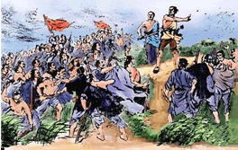 秦朝是中国历史上第一个统一的多民族中央集权的封建国家,疆域辽阔,人口众多,兵力强大,是当时世界上的一个大国,但它仅存在15年。你知道下图所指的大起义 秦朝是中国历史上第一个统一的多民族中央集权的封建国家,疆域辽阔,人口众多,兵力强大,是当时世界上的一个大国,但它仅存在15年。你知道下图所指的大起义
