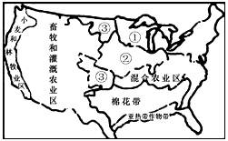 读美国本土农业带分布图,完成下列问题。小题1:表示的农业带名称A.①乳畜带、②玉米带、③小麦区B.①玉米带、②乳畜带、③小麦区C.①小麦区、②乳畜带、③玉米 读美国本土农业带分布图,完成下列问题。小题1:表示的农业带名称A.①乳畜带、②玉米带、③小麦区B.①玉米带、②乳畜带、③小麦区C.①小麦区、②乳畜带、③玉米