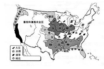 读美国农业带的分布图,结合相关知识,回答以下小题。小题1:图5中农业带的形成,体现了美国农业生产的显著特点是A.高度机械化B.地区生产专业化C.生产过程自动化小 读美国农业带的分布图,结合相关知识,回答以下小题。小题1:图5中农业带的形成,体现了美国农业生产的显著特点是A.高度机械化B.地区生产专业化C.生产过程自动化小