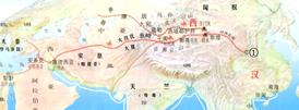 九年级某班以“中国古代对外交往”为主题的研究性学习,请你一起参与。材料探究图 一 图一展示的是历史上著名的什么通道?图中①处为该通道的起点,它是 九年级某班以“中国古代对外交往”为主题的研究性学习,请你一起参与。材料探究图 一 图一展示的是历史上著名的什么通道?图中①处为该通道的起点,它是