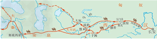 阅读下列材料:材料一:上图所示是古代沟通中西交通的陆上要道,请写出其名称。_______________________ 阅读下列材料:材料一:上图所示是古代沟通中西交通的陆上要道,请写出其名称。_______________________