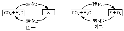 下图是自然界中碳、氧循环的简图,请回答:图一中,转化1表示水吸收二氧化碳的过程,发生反应的化学反应方程式为图二中,转化1是自然界中碳、氧循环的重要反... 下图是自然界中碳、氧循环的简图,请回答:图一中,转化1表示水吸收二氧化碳的过程,发生反应的化学反应方程式为图二中,转化1是自然界中碳、氧循环的重要反...