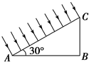 如图所示,直角三角形ABC为一透明介质制成的三棱镜的截面,且∠A=30°.在整个AC面上有一束垂直于它的平行光线射入,已知透明介质的折射率n>2,则A.