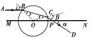 如图所示,一透明球体置于空气中,球的半径R=10 cm,折射率,MN是一条通过球心的直线,单色细光束AB平行于MN射向球体,B为入射点,AB与MN的间距为 如图所示,一透明球体置于空气中,球的半径R=10 cm,折射率,MN是一条通过球心的直线,单色细光束AB平行于MN射向球体,B为入射点,AB与MN的间距为