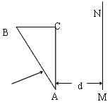 【选修3-4选做题】如图所示,有一截面是直角三角形的棱镜ABC,∠A=30°,它对红光的折射率为n1,对紫光的折射率为n2。在距AC边d处有一与AC 【选修3-4选做题】如图所示,有一截面是直角三角形的棱镜ABC,∠A=30°,它对红光的折射率为n1,对紫光的折射率为n2。在距AC边d处有一与AC