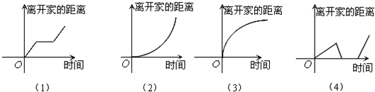 下列所给4个图象中,与所给3件事吻合最好的顺序为______.我离开家不久,发现自己把作业本忘在家里了,于是立刻返回家里取了作业本再上学;我骑着车一