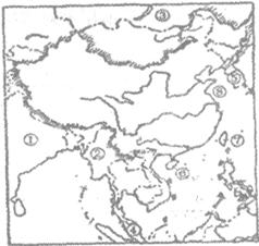 读中国疆域图,回答问题。填出图中数字代号所表示的我国邻国、岛屿、濒临海洋的名称。邻国:①,②, ③。隔海相望的国家:④, ⑤。岛屿:⑥,⑦ 读中国疆域图,回答问题。填出图中数字代号所表示的我国邻国、岛屿、濒临海洋的名称。邻国:①,②, ③。隔海相望的国家:④, ⑤。岛屿:⑥,⑦
