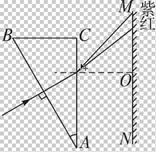 如图所示,横截面是直角三角形ABC的三棱镜对红光的折射率为,对紫光的折射率为.一束很细的白光由棱镜的一个侧面AB垂直射入,从另一个侧面AC折射出来.已知棱镜的顶 如图所示,横截面是直角三角形ABC的三棱镜对红光的折射率为,对紫光的折射率为.一束很细的白光由棱镜的一个侧面AB垂直射入,从另一个侧面AC折射出来.已知棱镜的顶