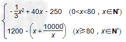 某厂生产某种产品的年固定成本为250万元,每生产x千件,需另投入成本为C(x),当年产量不足80千件时,C(x)=x2+10x(万元);当年产量不小于80 某厂生产某种产品的年固定成本为250万元,每生产x千件,需另投入成本为C(x),当年产量不足80千件时,C(x)=x2+10x(万元);当年产量不小于80