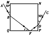 如图所示,MNPQ是一块截面为正方形的玻璃砖,其边长MN=30 cm。一束激光AB射到玻璃砖的MQ面上(入射点为B)进入玻璃砖 如图所示,MNPQ是一块截面为正方形的玻璃砖,其边长MN=30 cm。一束激光AB射到玻璃砖的MQ面上(入射点为B)进入玻璃砖