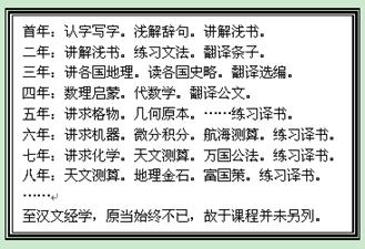 下图为洋务派创办的新式学堂——京师同文馆1879年列出的课程计划。该课程①体现“中体西用”思想②重在培养翻译人才③要求学生文理兼修④注重近代思想启蒙A.①②③B 下图为洋务派创办的新式学堂——京师同文馆1879年列出的课程计划。该课程①体现“中体西用”思想②重在培养翻译人才③要求学生文理兼修④注重近代思想启蒙A.①②③B
