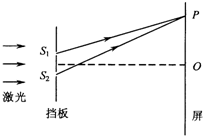 如图甲所示,在杨氏双缝干涉实验中,激光的波长为5.30×10-7m,屏上P点距双缝s1和s2的路程差为7.95×10-7m.则在这里出现的应是______(选填 魔方格
