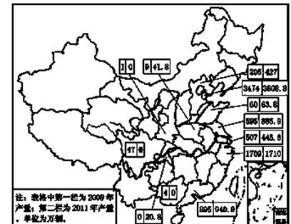 中国大陆自行车产量、出口量、国内消费量均占世界首位。下图示意中国大陆2009年与2011年自行车产量(产量大于1万辆)的省区分布。读图回答下列各题。小题1:关于 中国大陆自行车产量、出口量、国内消费量均占世界首位。下图示意中国大陆2009年与2011年自行车产量(产量大于1万辆)的省区分布。读图回答下列各题。小题1:关于