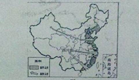 读“中国服装产业向中、西部转移示意图”,完成下列各题。小题1:我国服装产业集中于东部沿海地区,下列选项中不符合其优势区位条件的是A.交通便利B.技术水平高C.劳 读“中国服装产业向中、西部转移示意图”,完成下列各题。小题1:我国服装产业集中于东部沿海地区,下列选项中不符合其优势区位条件的是A.交通便利B.技术水平高C.劳
