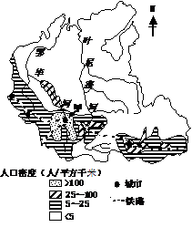 读俄罗斯局部地区人口与城市分布图。完成下列问题。小题1:图示地区人口分布特点主要是A.东部少西部多B.平原少山区多C.河谷少沿海多D.低纬少高纬多小题2:甲市是 读俄罗斯局部地区人口与城市分布图。完成下列问题。小题1:图示地区人口分布特点主要是A.东部少西部多B.平原少山区多C.河谷少沿海多D.低纬少高纬多小题2:甲市是