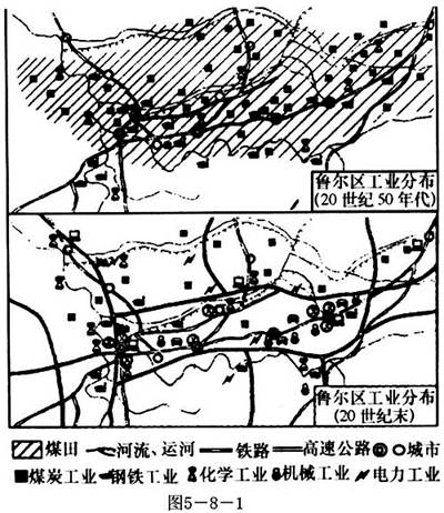 分析“鲁尔区产业结构调整与环境治理”案例的图文资料,回答下列问题:鲁尔区位于德国西部,立足于区内发展工业的优越条件,早在19世纪中叶,就发展成为以煤炭、钢铁、化 分析“鲁尔区产业结构调整与环境治理”案例的图文资料,回答下列问题:鲁尔区位于德国西部,立足于区内发展工业的优越条件,早在19世纪中叶,就发展成为以煤炭、钢铁、化